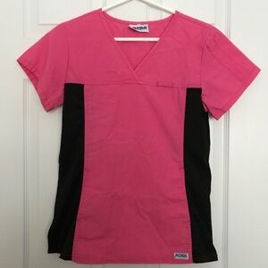 MOBB Double Pocket Medical Uniform Scrub Top Blouse V Neckline XS Fit